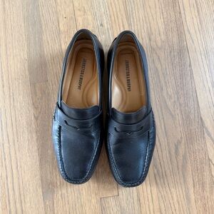 Johnston & Murphy Black Leather Loafers Men’s 8.5 Sheepskin Slip On Dress Shoes